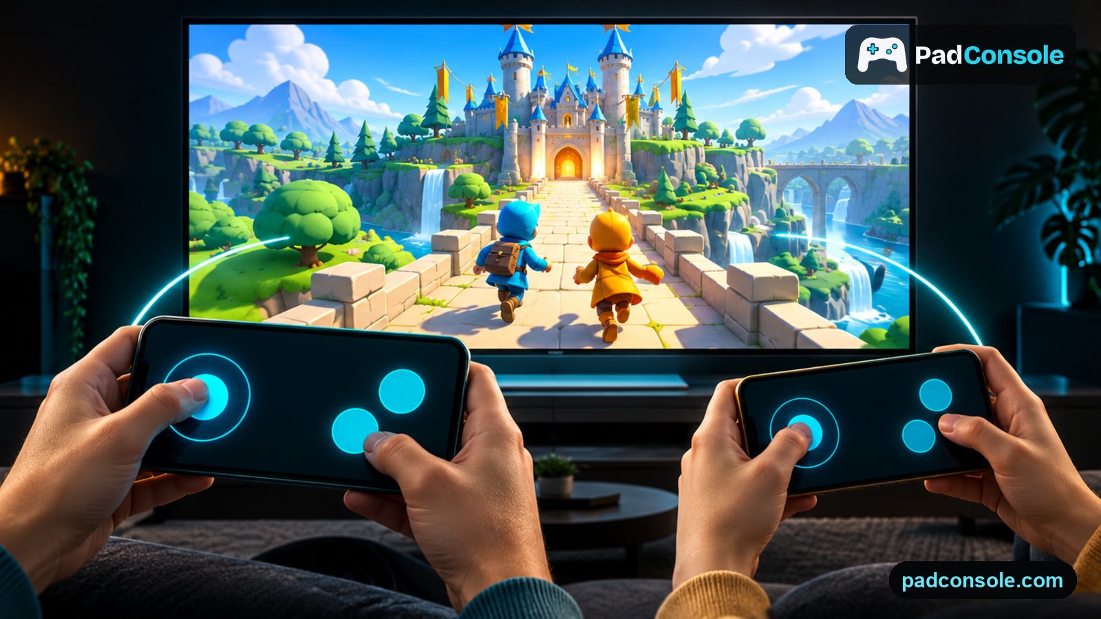 PadConsole: the game runs on the TV, the players' phones are the controllers